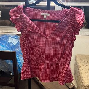 Free Assembly Red Gingham Blouse